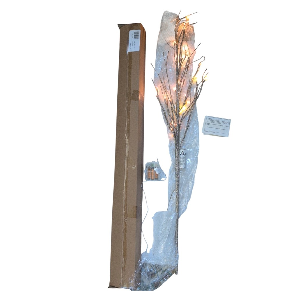 Restoration Hardware Lighted Glitter Champagne Gold Flexible Branches‎ 48" - New